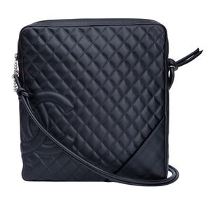 CHANEL LARGE LAMBSKIN PINK LIGNE CAMBON MESSENGER BAG (2003)